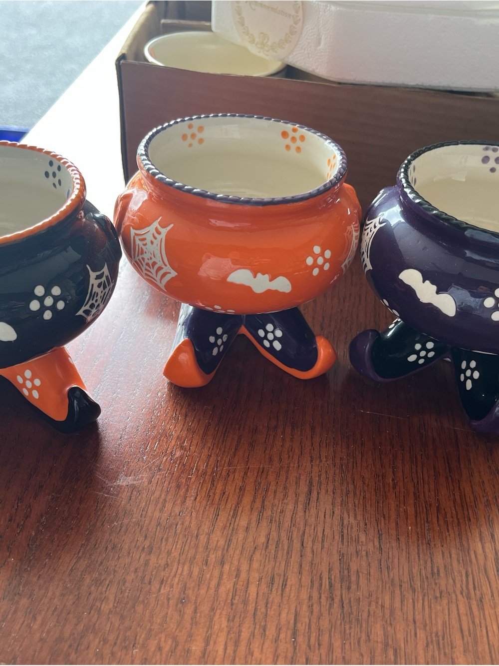 Temptations Halloween Cauldron Candy Dishes - Orange, Purple, Black